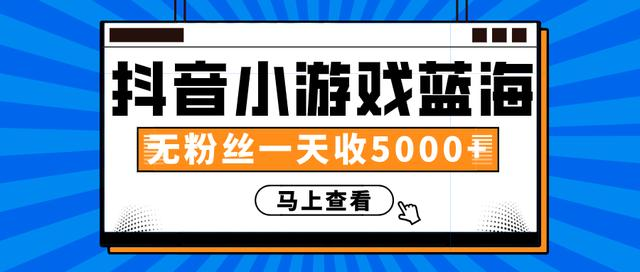 赚钱计划：抖音小游戏蓝海项目，无粉丝一天收入5000+-鹤行社项目库