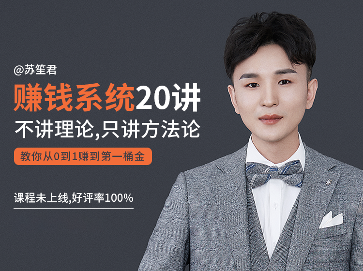 苏笙君的赚钱系统20课 教你从0到1赚到你的第一桶金（不讲理论，只讲方法论）-鹤行社项目库