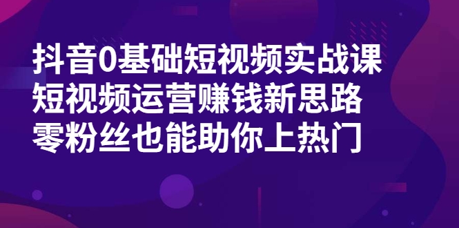 抖音0基础短视频实战课，短视频运营赚钱新思路，零粉丝也能助你上热门-鹤行社项目库