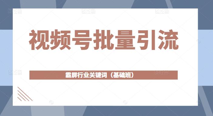 视频号批量引流，霸屏行业关键词（基础班）全面系统讲解视频号玩法-鹤行社项目库