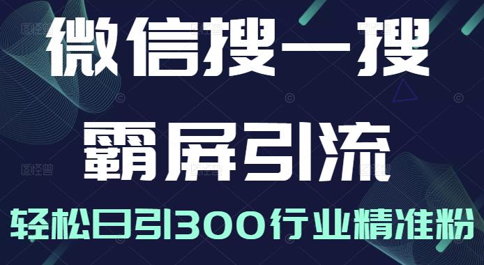 微信搜一搜霸屏引流课，打造被动精准引流系统，轻松日引300行业精准粉-鹤行社项目库