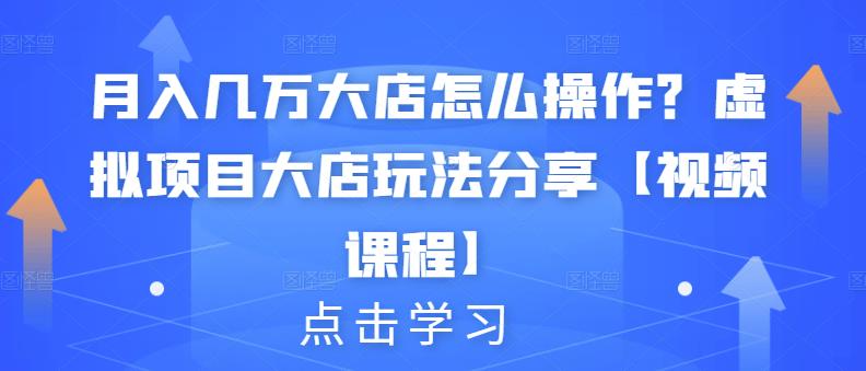 月入几万大店怎么操作？虚拟项目大店玩法分享【视频课程】-鹤行社项目库