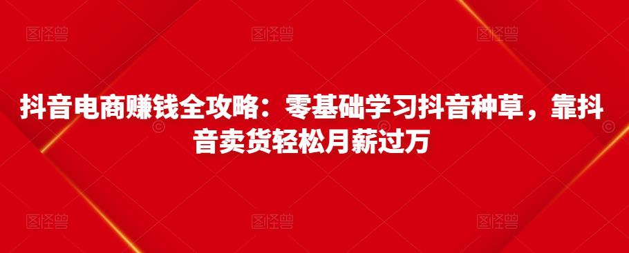抖音电商赚钱全攻略：零基础学习抖音种草，靠抖音卖货轻松月薪过万-鹤行社项目库