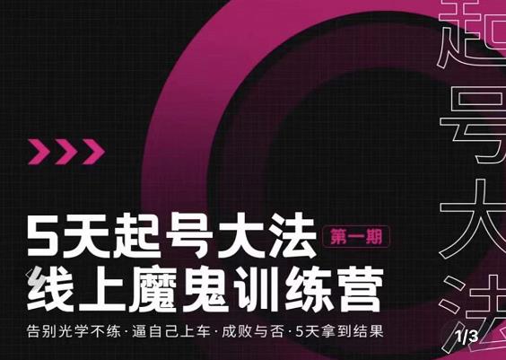 大播·五天起号魔鬼训练营，告别光学不练，逼自己上车，成败与否，5天拿到结果-鹤行社项目库
