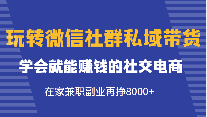玩转微信社群私域带货，学会就能赚钱的社交电商，在家兼职副业再挣8000+-鹤行社项目库