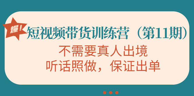 视频带货训练营，不需要真人出境，听话照做，保证出单（第11期）-鹤行社项目库