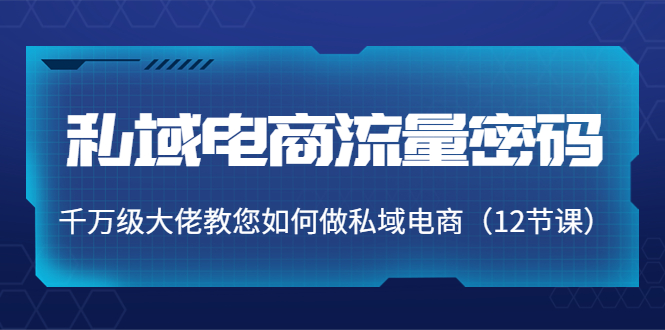 私域电商流量密码：千万级大佬教您如何做私域电商（12节课）-鹤行社项目库