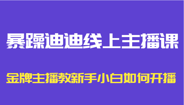 暴躁迪迪线上主播课，金牌主播教新手小白如何开播-鹤行社项目库