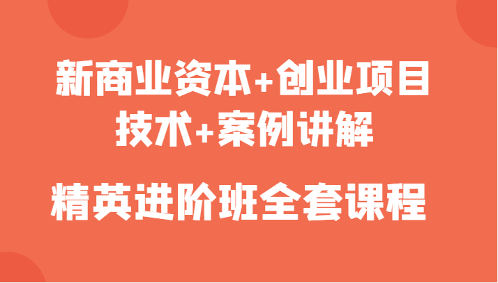 新商业资本+创业项目，技术+案例讲解，精英进阶班全套课程-鹤行社项目库