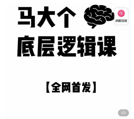 马大个·底层逻辑课，51节底层逻辑智慧课-价值1980元-鹤行社项目库