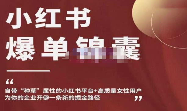 小红书爆单锦囊，自带种草属性+高质量女性用户，为你的企业开辟一条新的掘金路径-鹤行社项目库