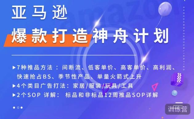 亚马逊爆款打造神舟计划，​7种推品方法，4个类目广告打法，2个SOP详解-鹤行社项目库