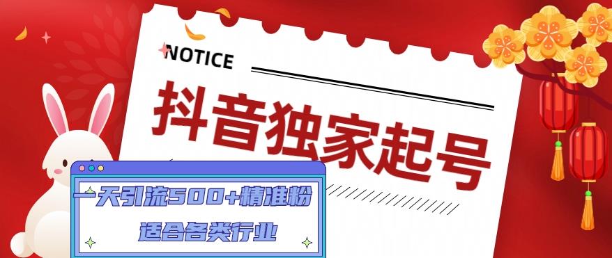 抖音独家起号，一天引流500+精准粉，适合各类行业（9节视频课）-鹤行社项目库