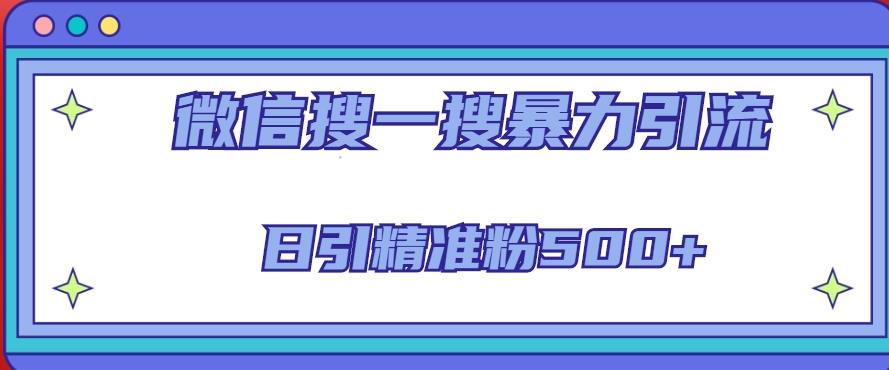 微信搜一搜引流全系列课程，日引精准粉500+（8节课）-鹤行社项目库