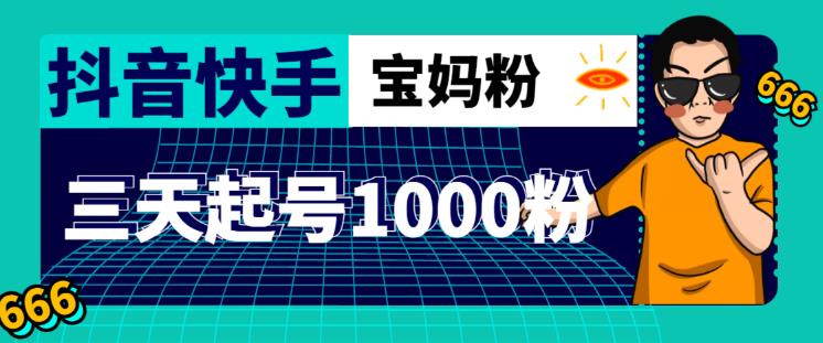 抖音快手三天起号涨粉1000宝妈粉丝的核心方法【详细玩法教程】-鹤行社项目库