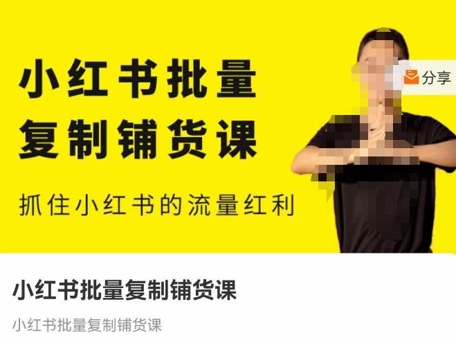 张宾·小红书批量复制铺货课，抓住小红书的流量红利 （更新2023年2月）-鹤行社项目库