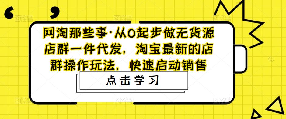 网淘那些事·从0起步做无货源店群一件代发，淘宝最新的店群操作玩法，快速启动销售-鹤行社项目库