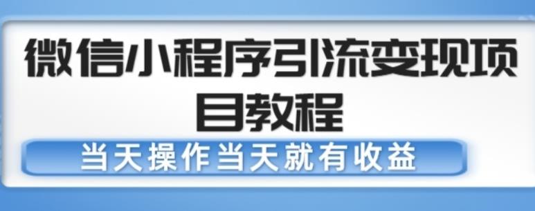 微信小程序引流变现项目教程，当天操作当天就有收益，变现不再是难事-鹤行社项目库