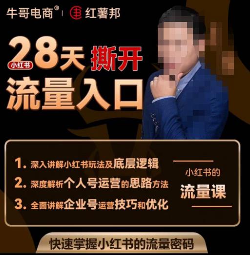 牛哥电商红薯邦28天撕开小红书流量入口，小红书运营系列课，快速掌握小红书的流量密码-鹤行社项目库