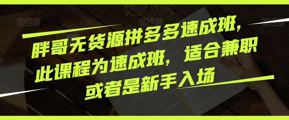 胖哥无货源拼多多速成班，此课程为速成班，适合兼职或者是新手入场-鹤行社项目库