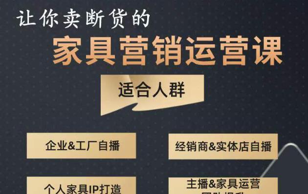 让你卖断货的家具营销运营课，打造高销量家具账号（短视频+直播+人物IP）-鹤行社项目库