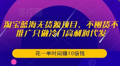淘宝蓝海无货源项目，不囤货不推广只做冷门高利润代发，花一半时间赚10倍钱-鹤行社项目库