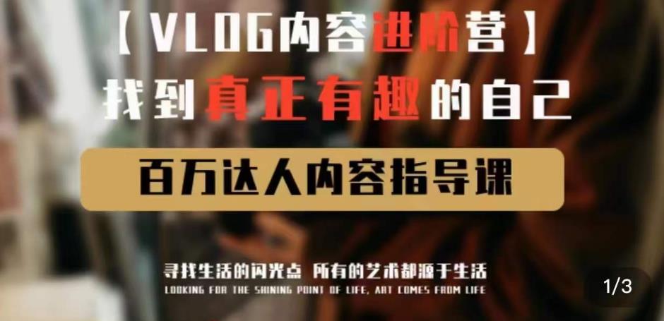 vlog内容进阶营，找到真正有趣的自己，百万达人内容指导课-鹤行社项目库
