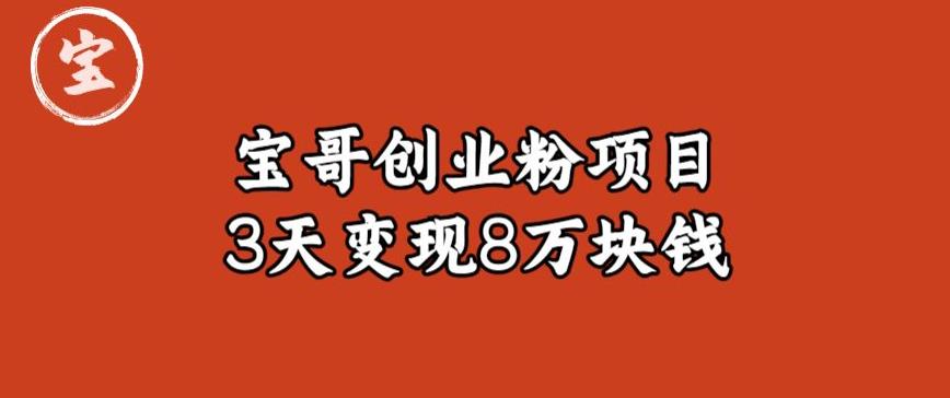 宝哥IP图文创业粉引流项目实战分享：单个账号3天涨粉1万，变现8万块钱（图文教程）【揭秘】-鹤行社项目库