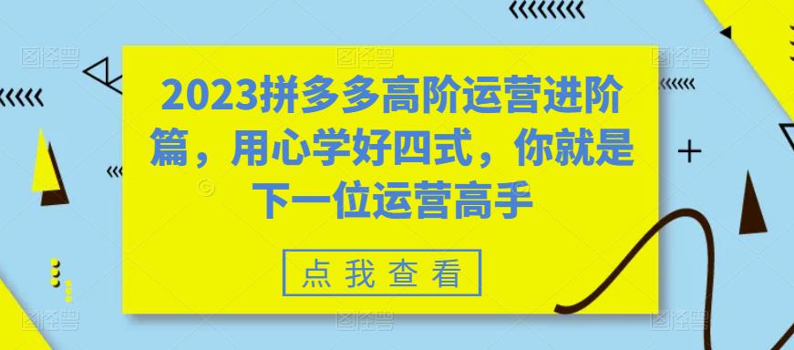 2023拼多多高阶运营进阶篇，用心学好四式，你就是下一位运营高手-鹤行社项目库