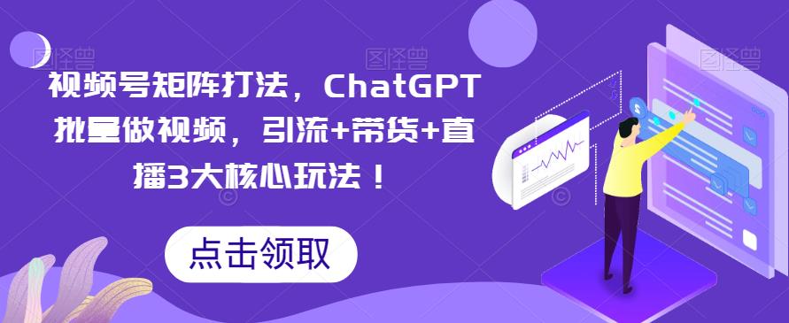 视频号矩阵打法，ChatGPT批量做视频，引流+带货+直播3大核心玩法！-鹤行社项目库