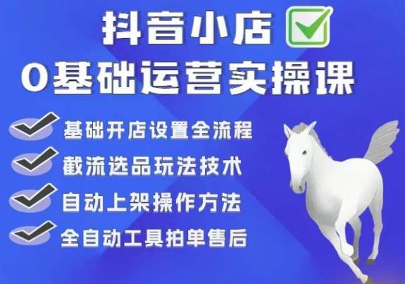 白马电商·0基础抖店运营实操课，基础开店设置全流程，截流选品玩法技术-鹤行社项目库