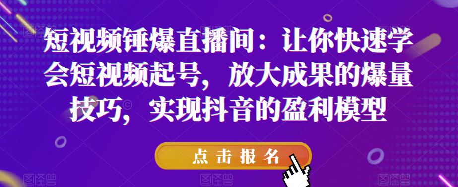 短视频锤爆直播间：让你快速学会短视频起号，放大成果的爆量技巧，实现抖音的盈利模型-鹤行社项目库