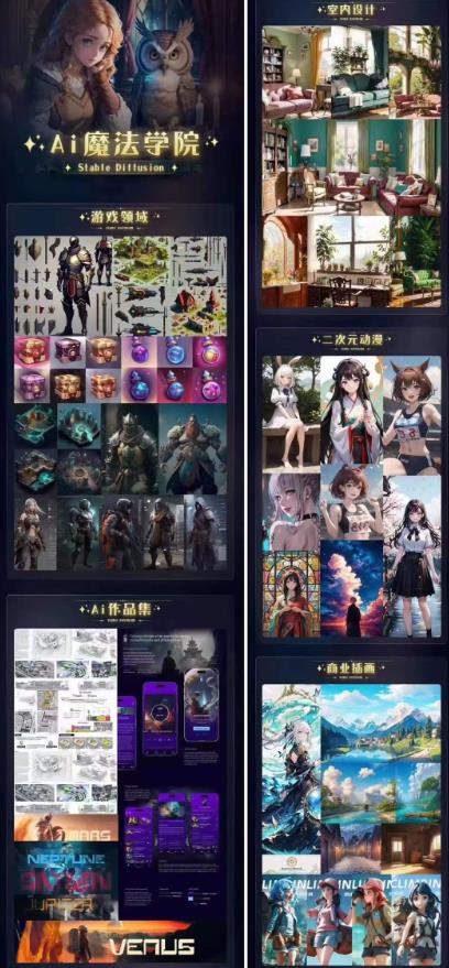 Ai魔法绘画 Stable Diffusion专业课高效辅助Ui/运营作品集0到精通系统课-鹤行社项目库