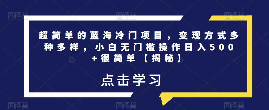 超简单的蓝海冷门项目，变现方式多种多样，小白无门槛操作日入500+很简单【揭秘】-鹤行社项目库