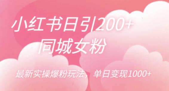 小红书日引200+同城女粉，最新实操爆粉玩法，单日变现1000+【揭秘】-鹤行社项目库