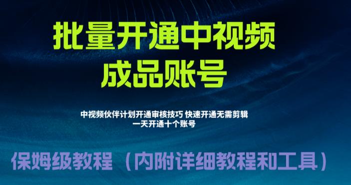 外面收费1980的暴力开通中视频计划教程，内附详细的快速通过中视频伙伴计划的办法-鹤行社项目库