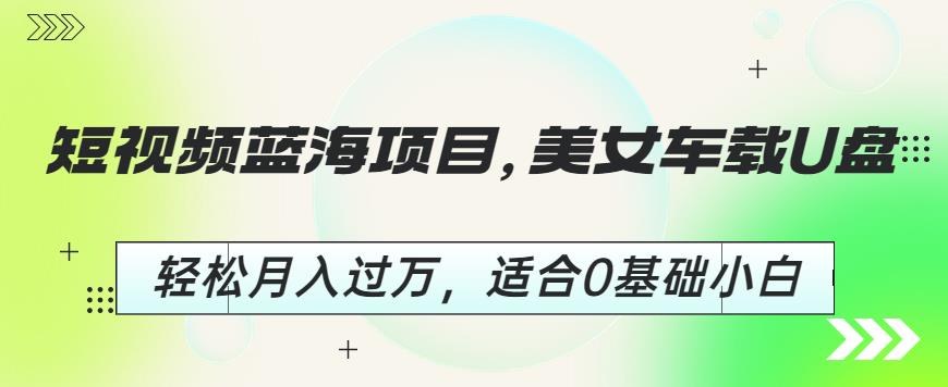 短视频蓝海项目，美女车载U盘，轻松月入过万，适合0基础小白【揭秘】-鹤行社项目库