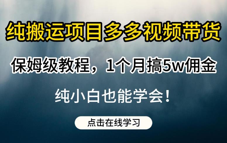 纯搬运项目多多视频带货保姆级教程，1个月搞5w佣金，纯小白也能学会【揭秘】-鹤行社项目库