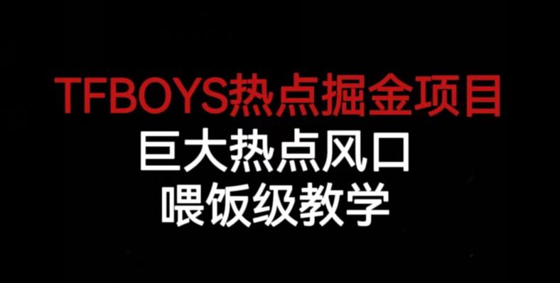 TFBOYS热点掘金项目，巨大热点风口，喂饭级教学-鹤行社项目库