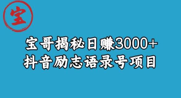 宝哥揭秘日赚3000+抖音励志语录号短视频变现项目-鹤行社项目库