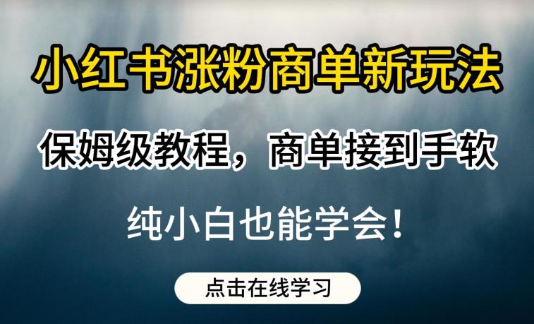 小红书涨粉商单新玩法，保姆级教程，商单接到手软，纯小白也能学会【揭秘】-鹤行社项目库