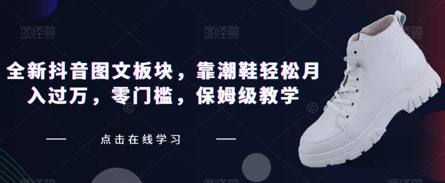 全新抖音图文板块，靠潮鞋轻松月入过万，零门槛，保姆级教学【揭秘】-鹤行社项目库