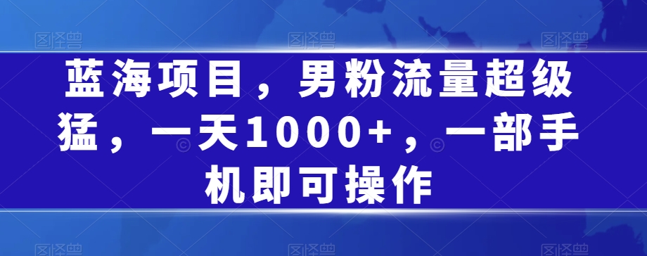 蓝海项目，男粉流量超级猛，一天1000+，一部手机即可操作【揭秘】-鹤行社项目库
