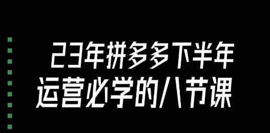 大牙·23年下半年拼多多运营必学的八节课（18节完整）-鹤行社项目库