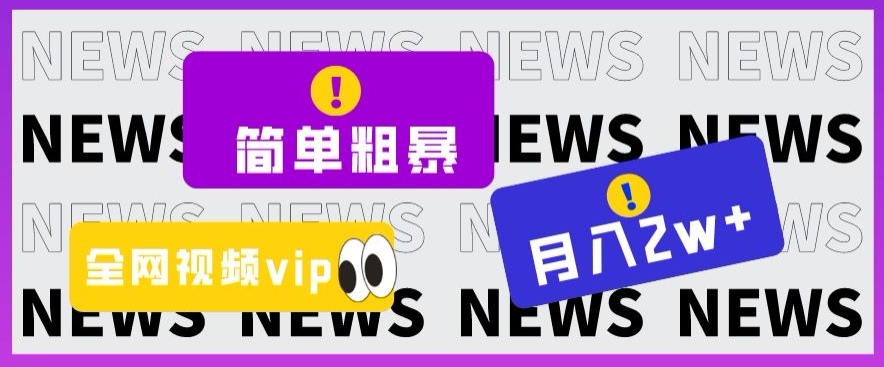 简单粗暴零成本，高回报，全网视频VIP掘金项目，月入2万＋【揭秘】-鹤行社项目库
