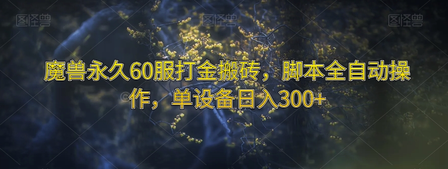 魔兽永久60服打金搬砖，脚本全自动操作，单设备日入300+【揭秘】-鹤行社项目库