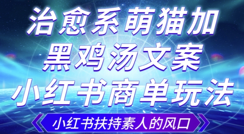 治愈系萌猫加+黑鸡汤文案，小红书商单玩法，3~10天涨到1000粉，一单200左右-鹤行社项目库