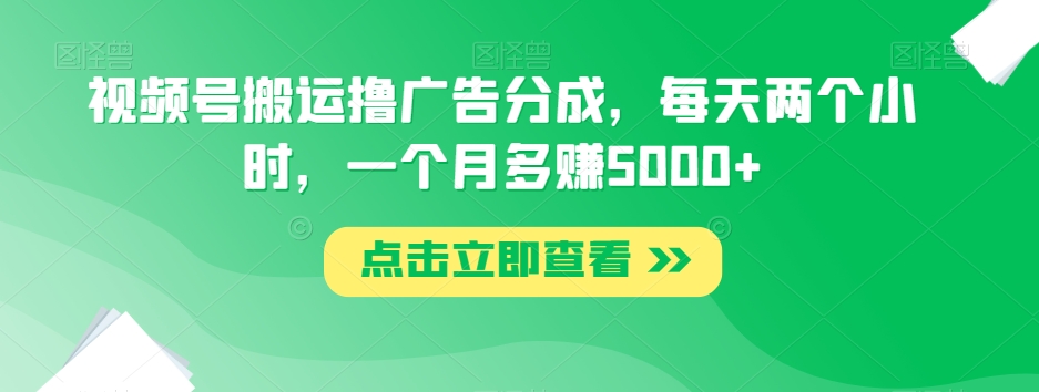视频号搬运撸广告分成，每天两个小时，一个月多赚5000+-鹤行社项目库