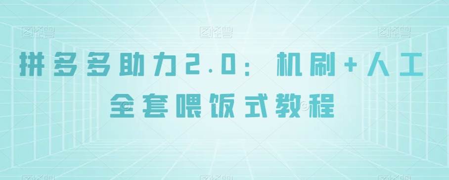 拼多多助力2.0：机刷+人工全套喂饭式教程【揭秘】-鹤行社项目库