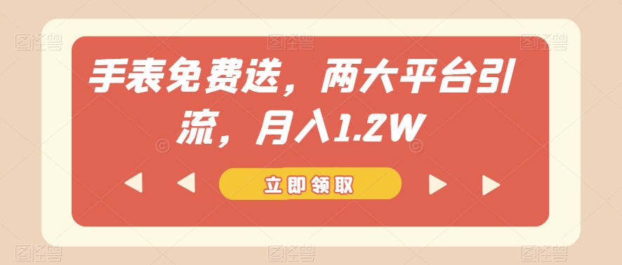 手表免费送，两大平台引流，月入1.2W【揭秘】-鹤行社项目库